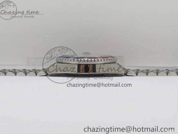 Jubilee Bezel Best II Blue Diamonds GMF Red SA3285 CHS Steel 904L Black On Dial V3 GMT-Master Bracelet Edition 0401